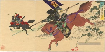  toyohara - Sakakibara Yasumasa et Toyotomi Hideyoshi sur Mt Komaki Toyohara Chikanobu japonais